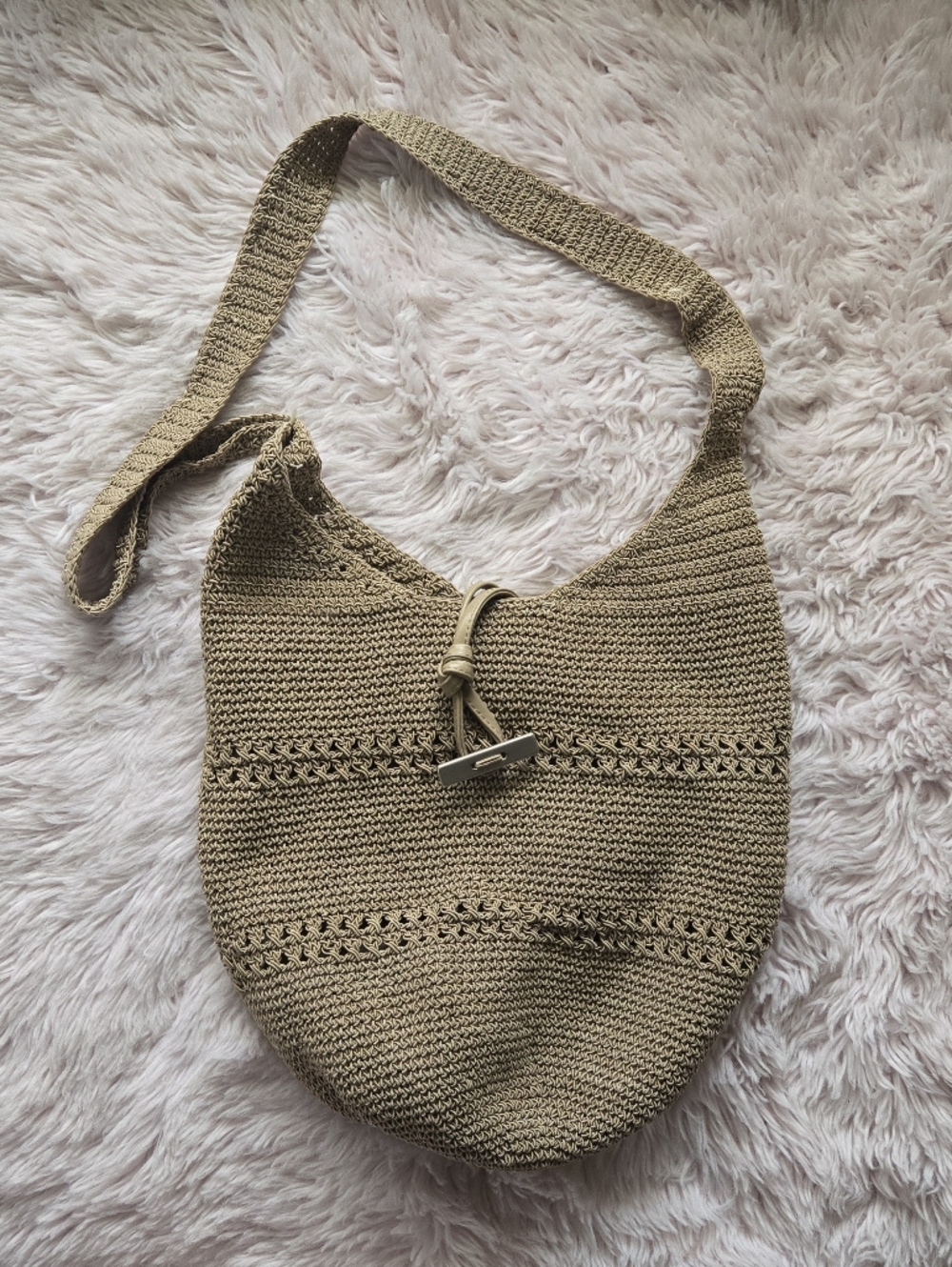 Woven Crossbody Shoulder Bag in Beige